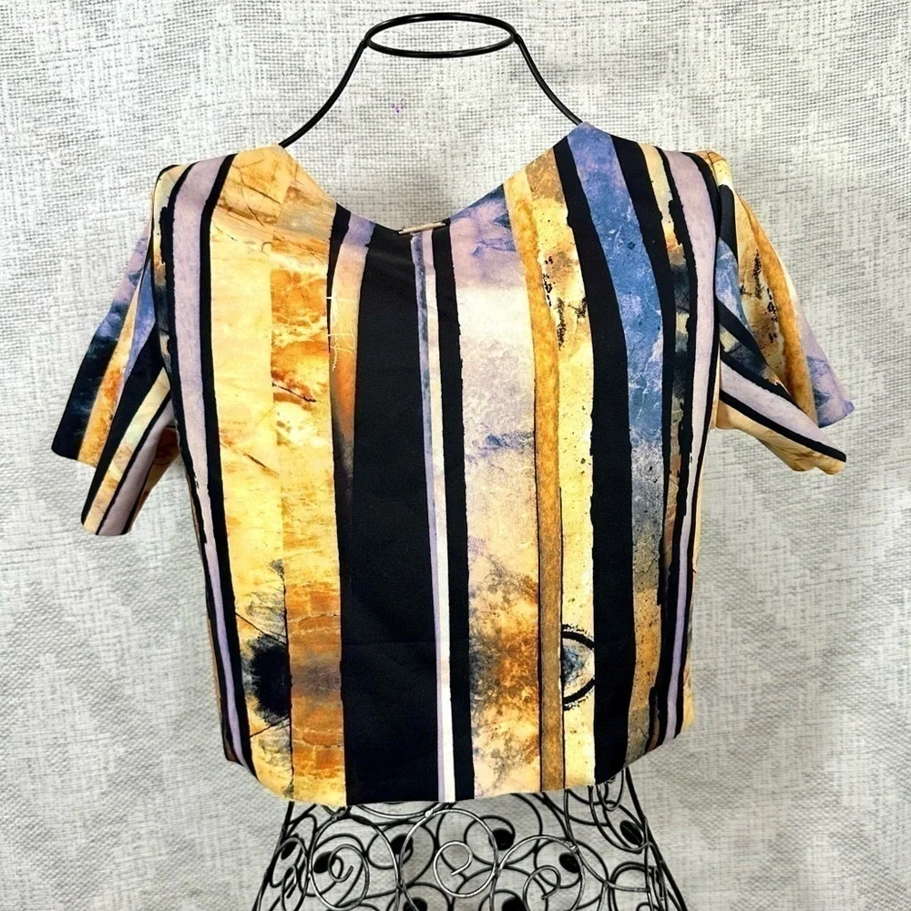 Lanca Perume scuba striped colorful cropped blouse size S